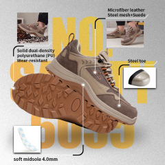 GUYISA 6055 Brown Work Safety Shoes Steel Toe Anti-Puncture Solid Dual Density PU Sole