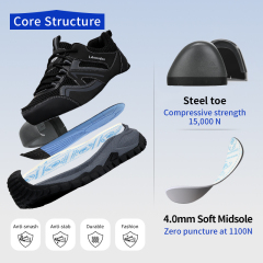GUYISA D320T Casual Series Safety Shoes Anti-Smash Anti-Puncture EU Standard Steel Toe Cap MD Sole Microfiber & Flyknit Mesh Upper Work Shoes