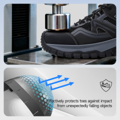 GUYISA D320T Casual Series Safety Shoes Anti-Smash Anti-Puncture EU Standard Steel Toe Cap MD Sole Microfiber & Flyknit Mesh Upper Work Shoes