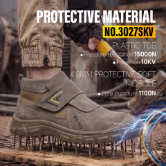 GUYISA 3027SKV Welding Series Safety Shoes, 10KV Insulated Anti-smash Anti-puncture Work Shoes with European Standard Plastic Toe Cap, Solid Dual-density PU Outsole and Suede Leather Upper