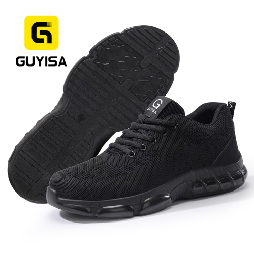 GUYISA steel toe puncture resistant safety shoes steel plate flyknit super fiber upper dual density PU sole industrial work