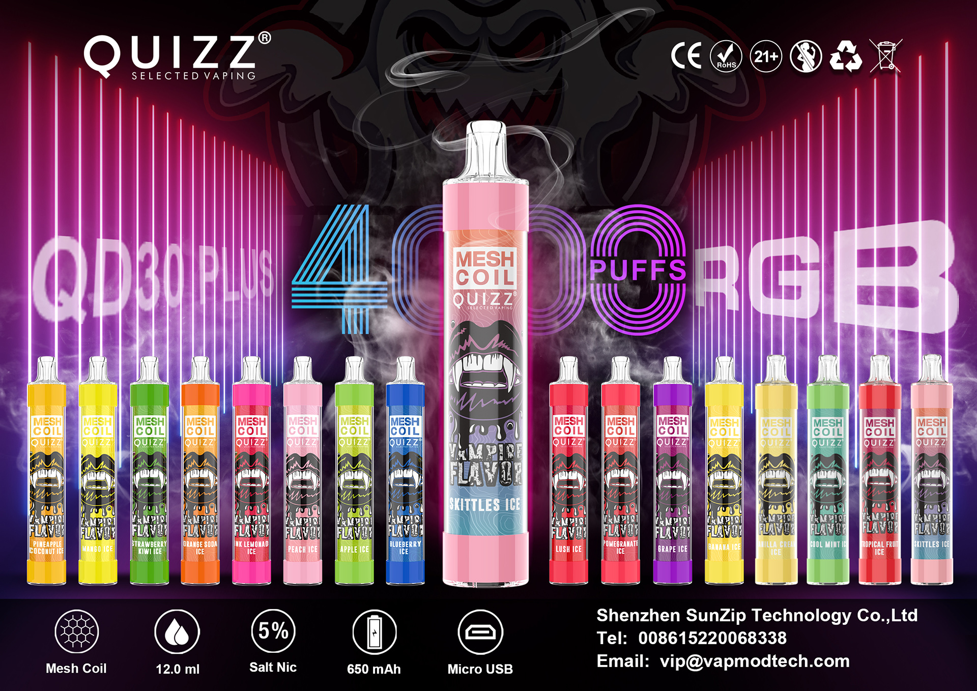 Quizz Brand Disposable Vape 4000 puffs ,4000 Puffs Disposable