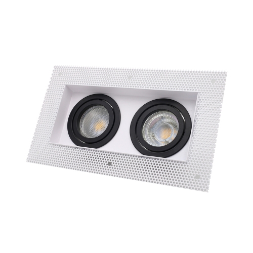 White square two head adjustable trimless downlight housing