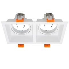 White double heads rectangular adjustable GU10 MR16 downlights fitting for home office