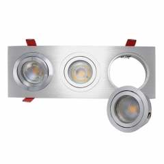 Three head aluminum adjustable GU10 MR16 downlights housing for office