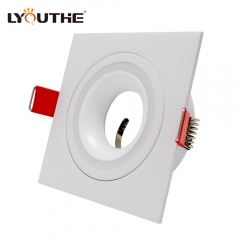 Commercial white anti glare mr16 spot lights pure aluminium gu10 square downlight fitting