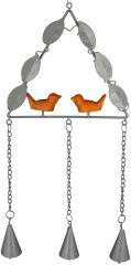 Wrought Iron Rustic Garden Decorative Hanging Wind Chime With Maple Leaf a Bird-on-a-branch Design