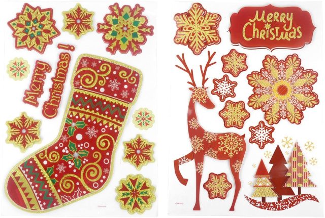 2Pcs New Christmas Stereo Removable Decals Wall Sticker Window Shop Home Decoration