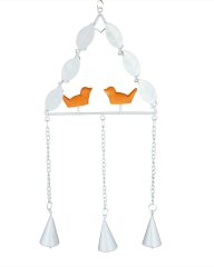 Wrought Iron Rustic Garden Decorative Hanging Wind Chime With Maple Leaf a Bird-on-a-branch Design