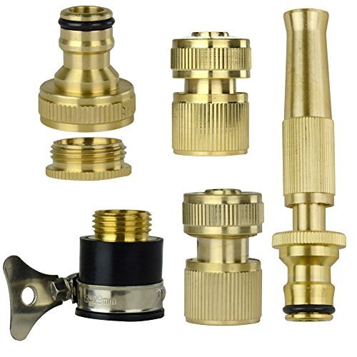 Set of 6 Brass Garden Lawn Water 1/2" Hose Pipe Fitting Connector Tap Adaptor With Spray Nozzle