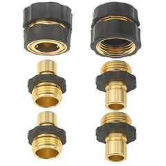 Set of 6 Aluminum Garden Hose Quick Connector - Water Hoses Quik Connect Release