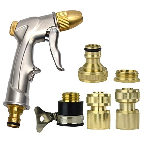 Set of Brass 1/2" Hose Pipe Fitting Connector Tap Adaptor With Metal Brass Head Nozzle Sprayer