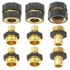 Set of 9 Aluminum Garden Hose Quick Connector - Water Hoses Quik Connect Release