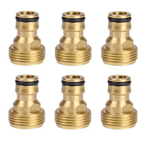 6 Pieces Brass Male Thread Faucet Hose Nozzle Quick Connect Adapter