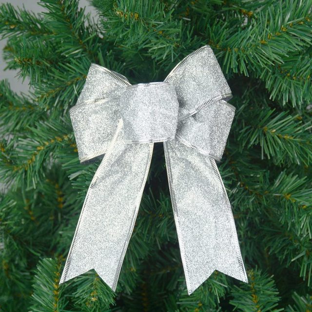 12pcs Luxury 8 Inch Glitter Artificial Christmas Bowknot XMAS Tree Wreaths Decor Ornament
