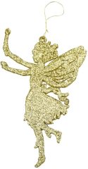 6pcs Golden Glitter Shape Christmas Hanging Ornaments Party Decorating Supplies 14 x9cm