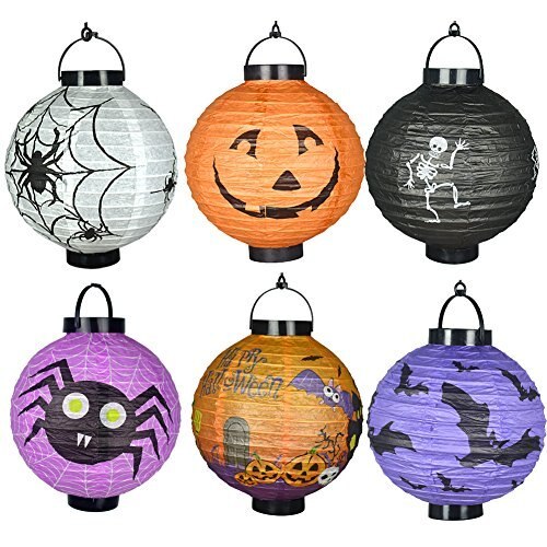 6Pcs Different Halloween Decorations LED Pumpkins Lantern Jack Skeletons Spiders Bats Haunted