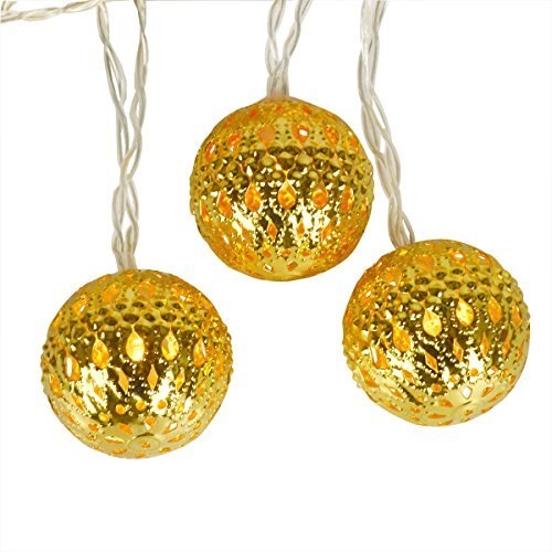 2M/6.5Ft 20 Ballon Golden Metal Hollow Xmas Wedding Battery Operated String Fairy Light