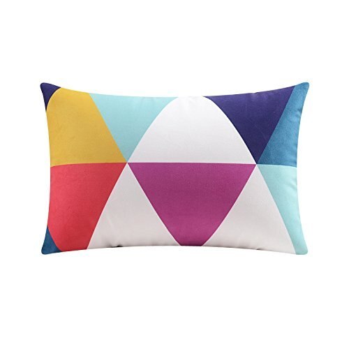 New Colorful Classic Plaid Sofa Cushion Cover Throw Pillow Case Cotton Linen 14"x20" Decor