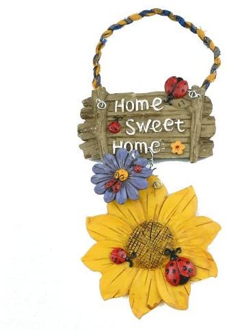 Fashion Design 4 Colors Beautiful Flowers and Ladybirds Resin Hand Painted Welcome Sign for Door Hanging Home Garden Decor