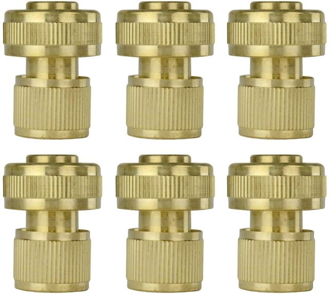 6Pcs Brass Garden Lawn Water Hose Pipe Fitting Connector