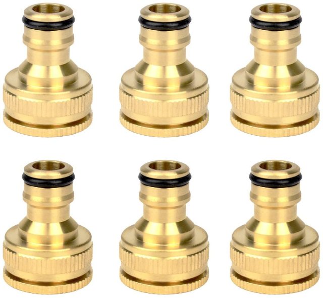 6Pcs Brass Garden Lawn Water Hose Pipe Fitting Connector