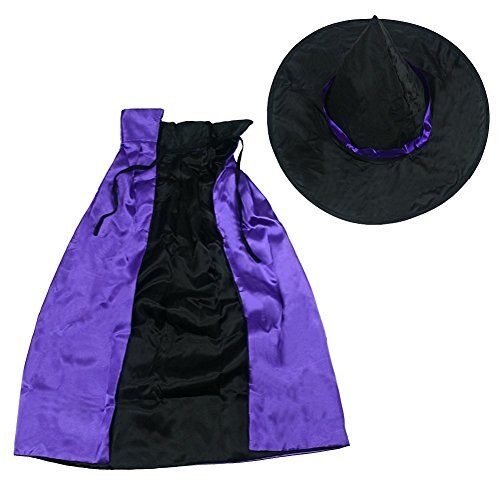 Double Face Luxury Black Halloween Satin Witch Halloween Cloak With Hat