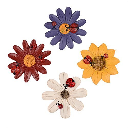 Set of 4 Flower Design Colorful Magnet Sticker for Fridge Garden Fence Door Wall