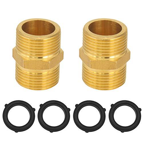 Brass Muff 1/2&quot; Thread Pipe Connection Male Screwed Fittings Coupling Connector Joint, 2 Pack With 4 Washers