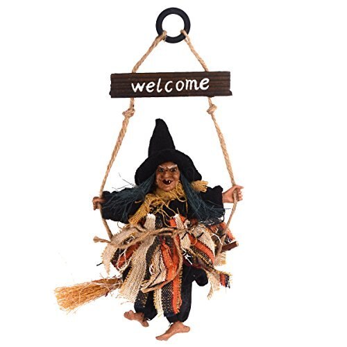 Halloween The Witch Old Broom Door Wall Hanger Props Welcome Sign