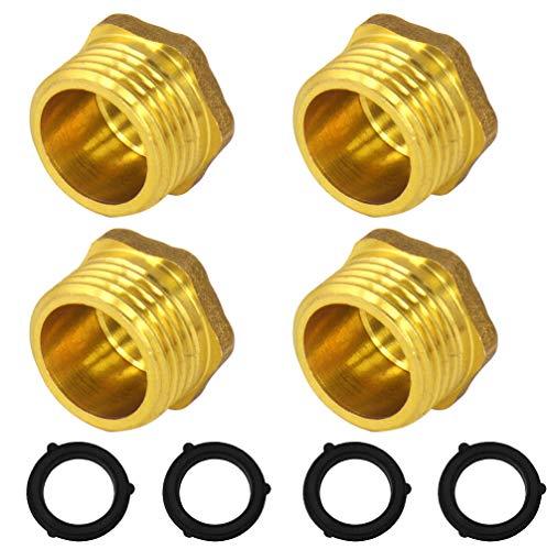 4 Pieces Home Garden Hose 1/2 Inch Male End Fitting Cap Brass Spigot Cap With 8 Pieces Washer
