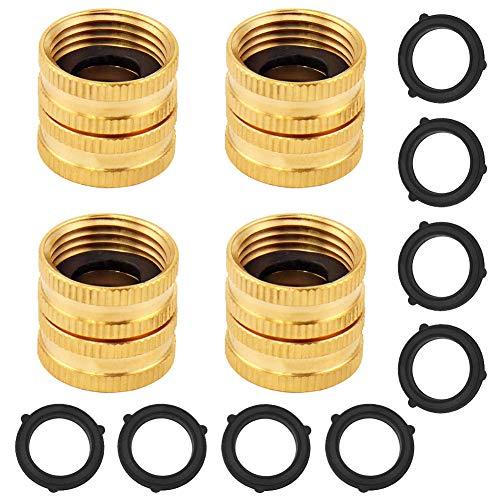 Aluminum Garden Hose Threaded Double Female Swivel End Connect Adapter NTP Thread Fitting Connector, 4 Pack with 8 Washers