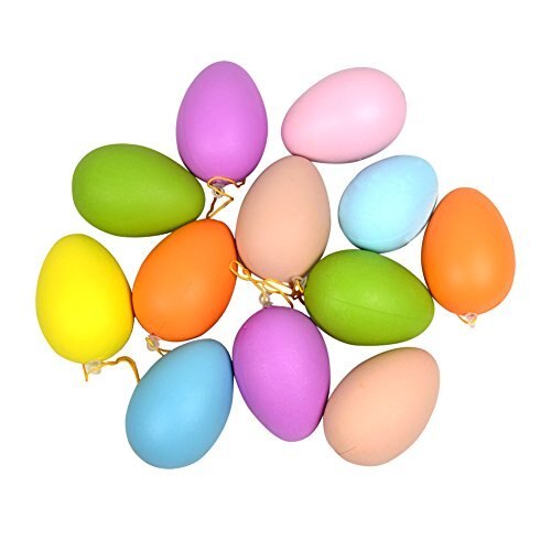 12Pcs Plastic DIY Colored Drawing Doodle Easter Hanging Eggs 5x7cm