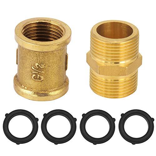 Gardening Will Brass Muff 1/2&quot; Thread Pipe Connection Screwed Fittings Coupling Connector Joint, Female, Male With 4 Washers