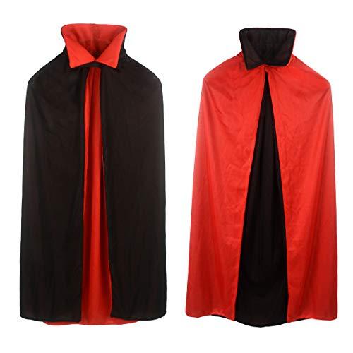 Custome Black Red Reversible Dress Goth Devil Pirate Vampire Demon 35" Cloak With Velcro