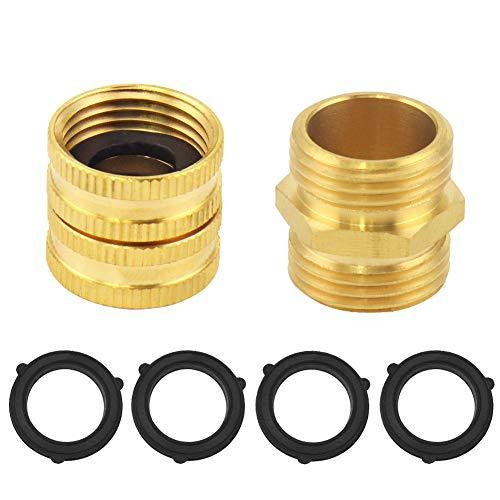 Brass Garden Hose Double Swivel End Connect Adapter NTP Thread Fitting Connector, 1 Pack Female, 1Pack Male with 4 Washers