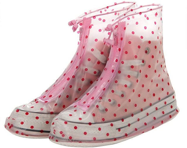Red Heart-shaped Reusable Tight Fit Waterproof Guard Slip-Resistant Women Girls Shoe Covers
