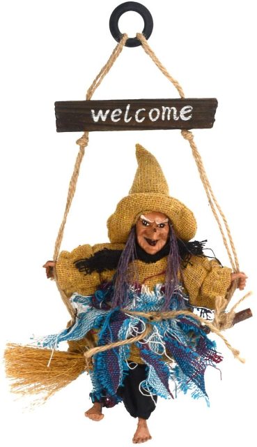 Halloween The Witch Old Broom Door Wall Hanger Props Welcome Sign