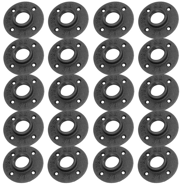 Pack of 10 Floor Flange 1/2" 3/4" 1" Malleable Cast Iron Pipe Fitting Wall Mount Industrial Steampunk Vintage Retro Style for DIY Project Furniture Shelf Bracket Decoration