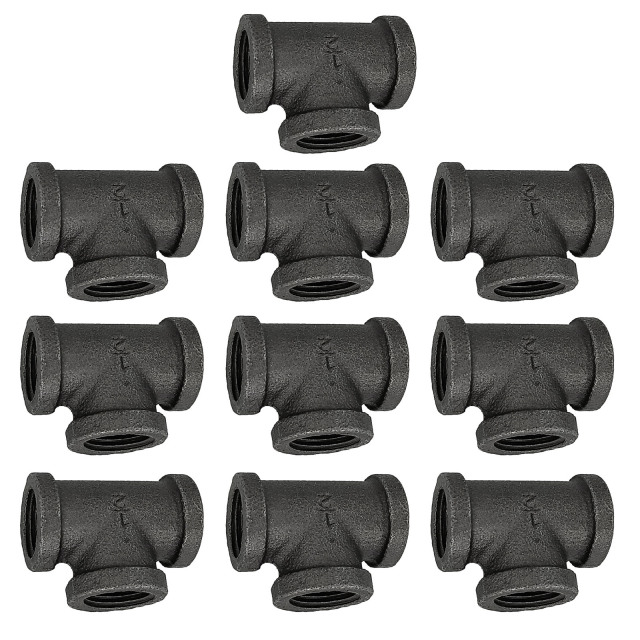 Pack of 10 Floor Flange 1/2" 3/4" 1" Malleable Cast Iron Pipe Fitting Wall Mount Industrial Steampunk Vintage Retro Style for DIY Project Furniture Shelf Bracket Decoration