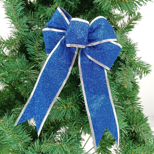 12pcs Luxury 8 Inch Glitter Artificial Christmas Bowknot XMAS Tree Wreaths Decor Ornament