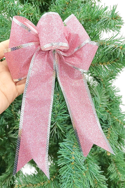 12pcs Luxury 8 Inch Glitter Artificial Christmas Bowknot XMAS Tree Wreaths Decor Ornament