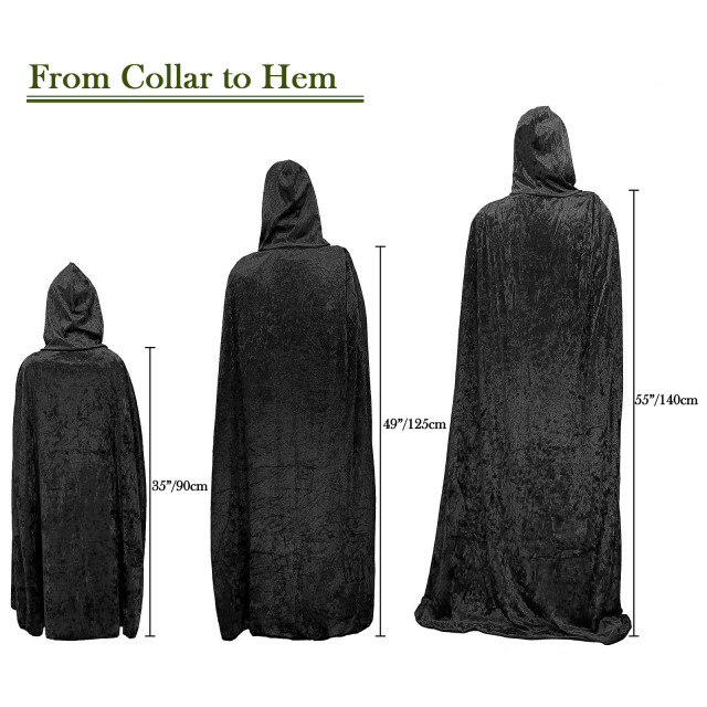 Unisex Halloween Party Christmas Magic Hooded Velvet Cloak Wicca Robe Medieval Witchcraft Cape Halloween Costume