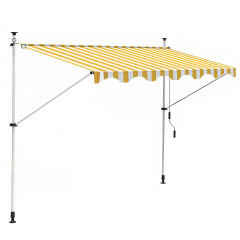 Retractable Awning with Hand Crank, Foldable Sun Shade Canopy for Balcony, Patio, Shop, or Home Use