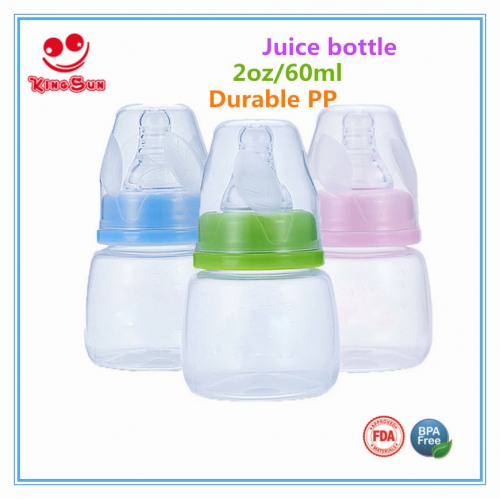 2oz Plastic Baby Feeding Bottle with Juice Bottle Teat