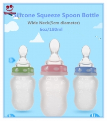 BPA Free 180ml Silicone Baby Bottle with Feeding Spoon