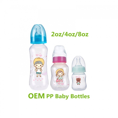 Standard Neck Plastic Baby Feeding Bottle in 2oz/4oz/8oz