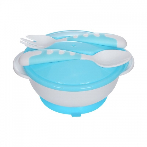 Plastic Baby Feeding Suction Bowl with Spoon Set