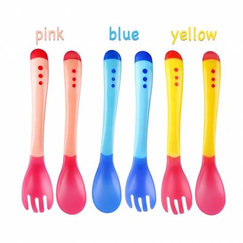 Newborn Color Changing Baby Spoon and Fork Set