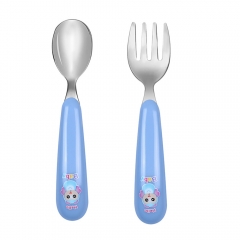 Printed Pattern Stainless Steel Baby Spoon Fork Set